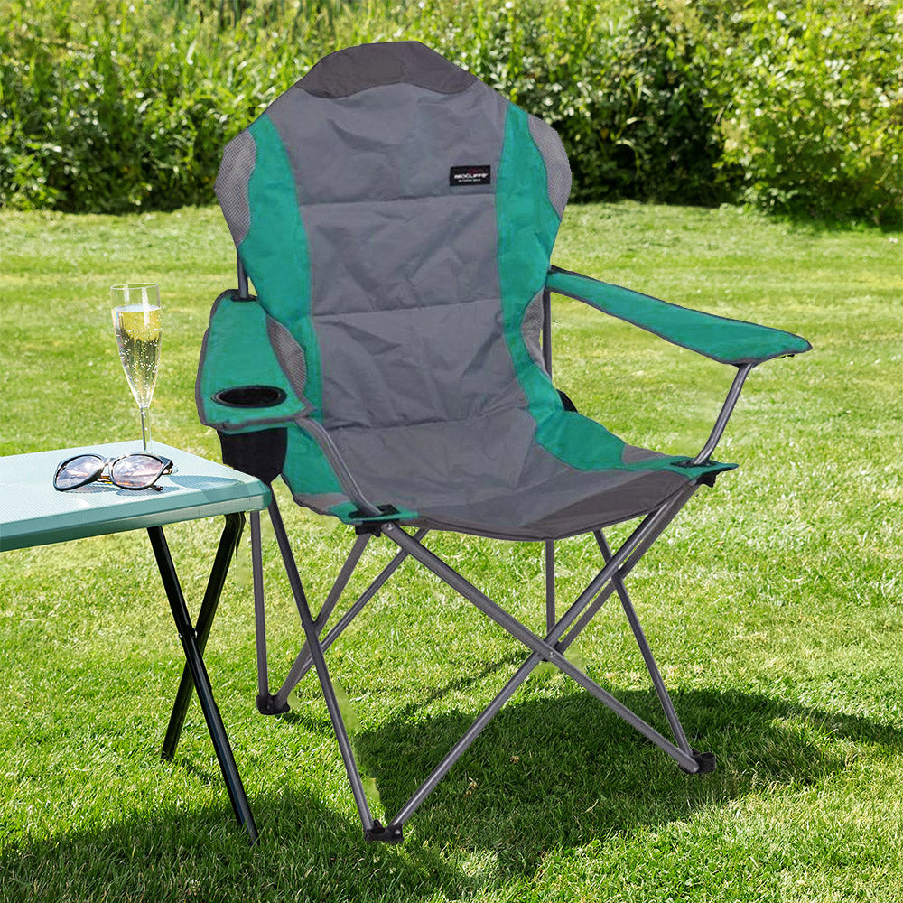 Folding Chair with Cup Holder and Carry Bag - Jumbo Deluxe Design - Image 2