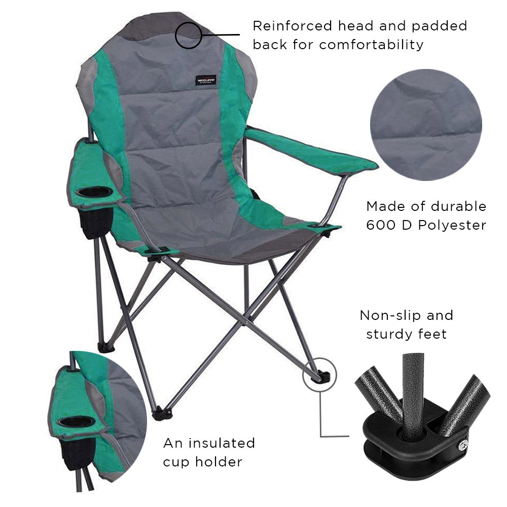 Folding Chair with Cup Holder and Carry Bag - Jumbo Deluxe Design - Image 3